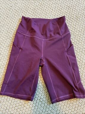 Fabletics PureLuxe Dark Purple High-Rise Bike Pocket Shorts, XS
